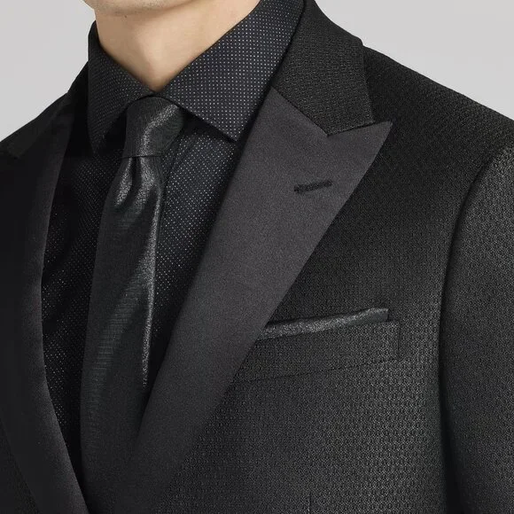 NEW Egara Slim Fit Black Tic Dinner Tuxedo Jacket 46R - Picture 2 of 5